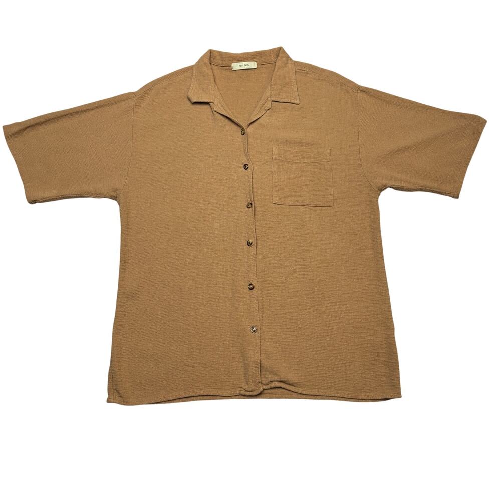 Na Nin Waffled Cotton Button Up Women's One Size Minimalist Beach Travel
